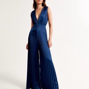 Abercrombie & Fitch Navy Pleated Jumpsuit